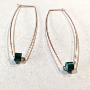 NEW Seaworthy Malachite Long Hoop Earrings